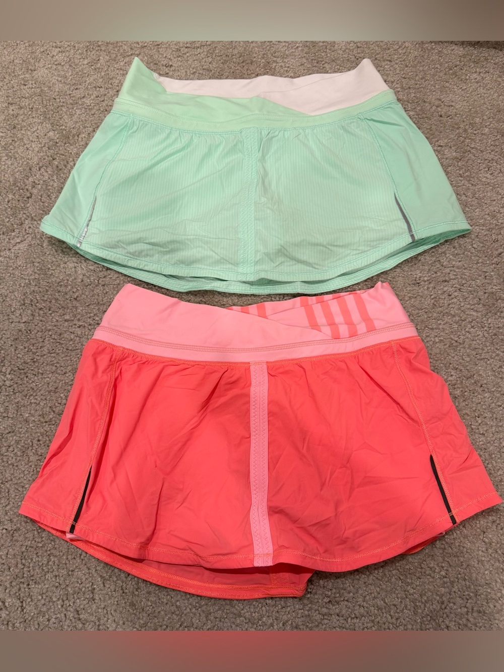 Lululemon Mint Green and Coral Athletic Skorts - 2 Pack size 6